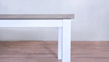 Load image into Gallery viewer, Avalon Dining Table Horizontal Slats Frontier Grey Top White Sand Legs