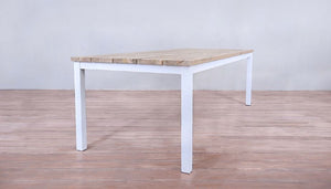 Avalon Dining Table Horizontal Slats White Sand