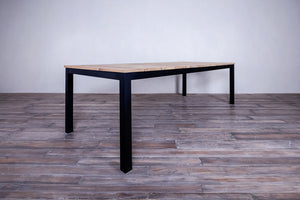 Avalon Dining Table Vertical Slats Black Ebony Finish