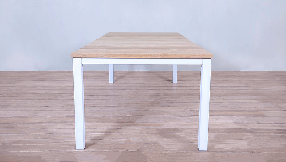 Avalon Dining Table Vertical Slats in - White Sand Powder Coated ...