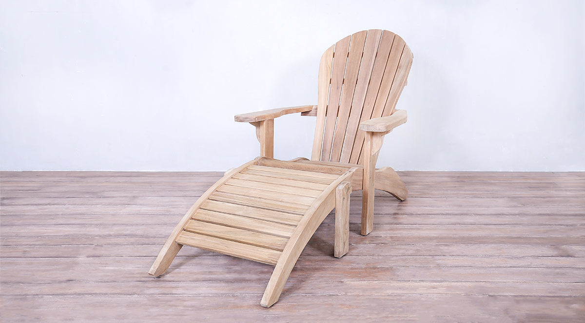 Teak Adirondack chair with footstool