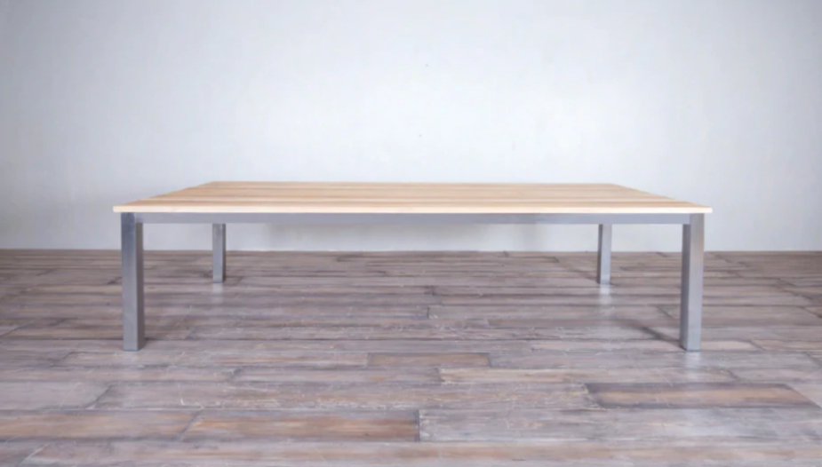 Avalon Dining Table Horizontal Slats Stainless Steel