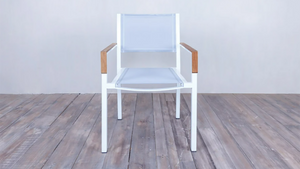 Avalon Arm Chair Batyline White powder coated finish